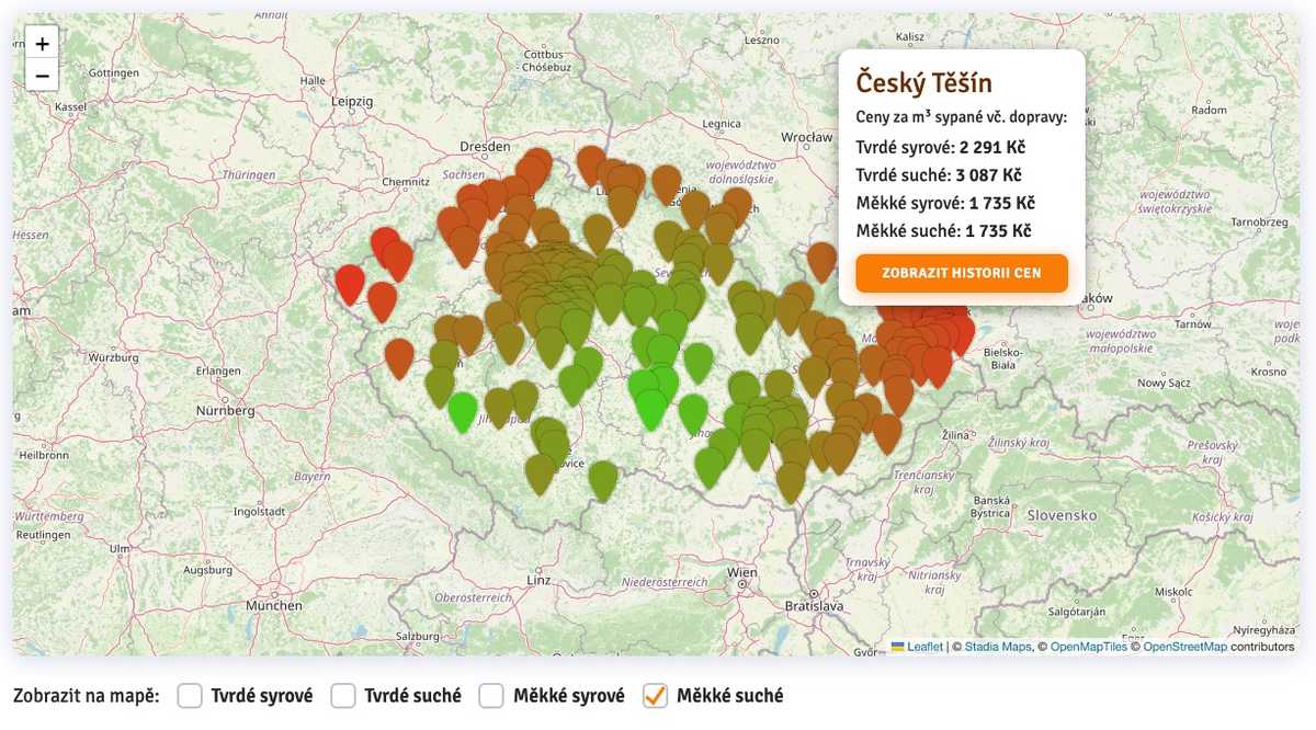 Cenová mapa.
